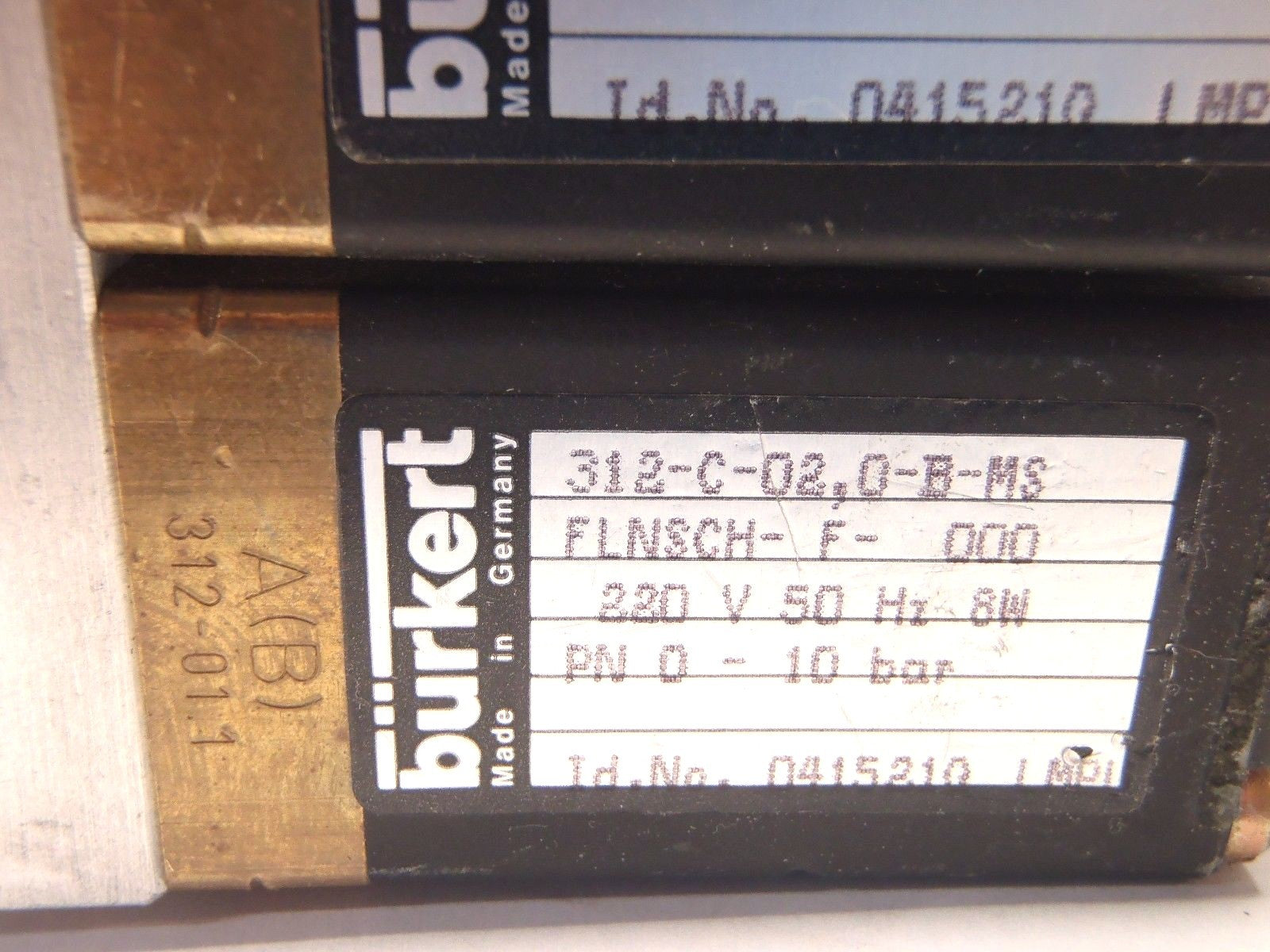Burkert 312-C-02,0-B-MS FLNSCH-F-000 Solenoid Valves 041521Q LMPU 220V LOT OF 2 - Maverick Industrial Sales