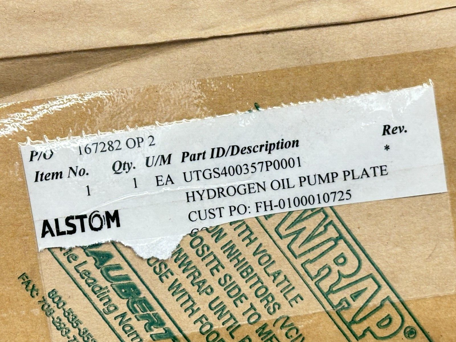 Alstom UTGS4000357P0001 Hydrogen Oil Pump Plate - Maverick Industrial Sales
