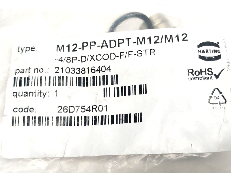 Harting 21033816404 M12 Gender Changer X/d Coded, Push-Pull, M12-PP-ADPT-M12/M12 - Maverick Industrial Sales