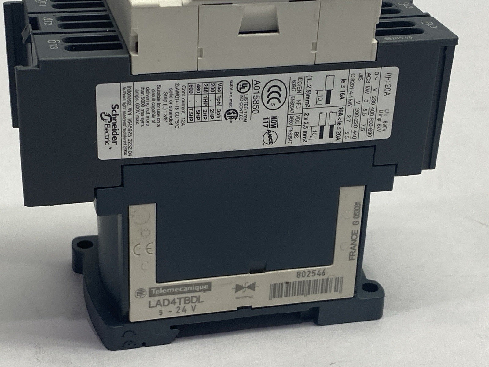 Telemecanique LC1D123BL TeSys Deca Contactor 3P 12A 24VDC - Maverick Industrial Sales