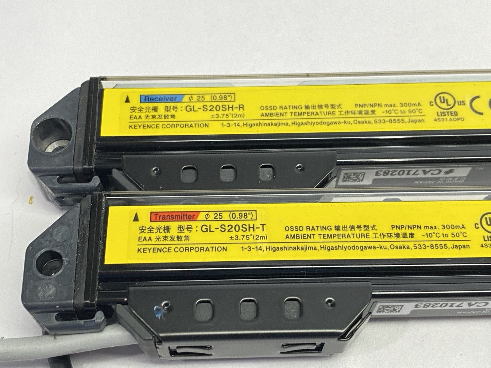 Keyence GL-S20SH Safety Light Curtain Slim Type 20 Beam Axes - Maverick Industrial Sales