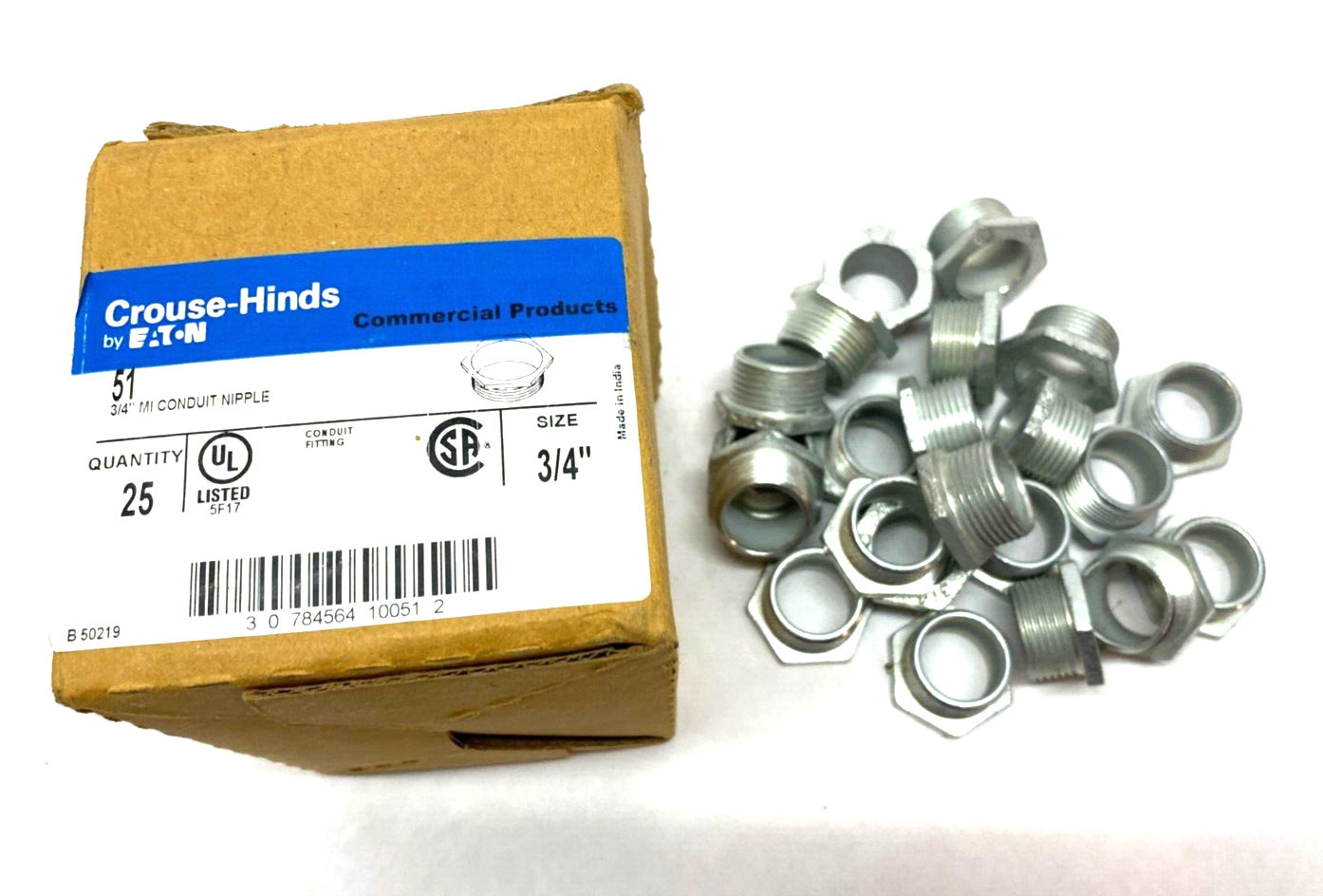 Eaton Crouse Hinds 51 Steel Conduit Nipple 3/4" BOX OF 22 - Maverick Industrial Sales