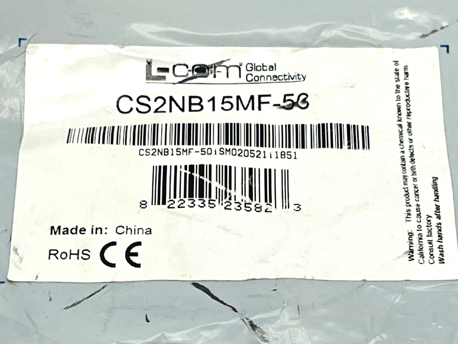 L-Com CS2NB15MF-50 Premium Molded Black D-Sub Cable DB15 Male/Female 50ft - Maverick Industrial Sales