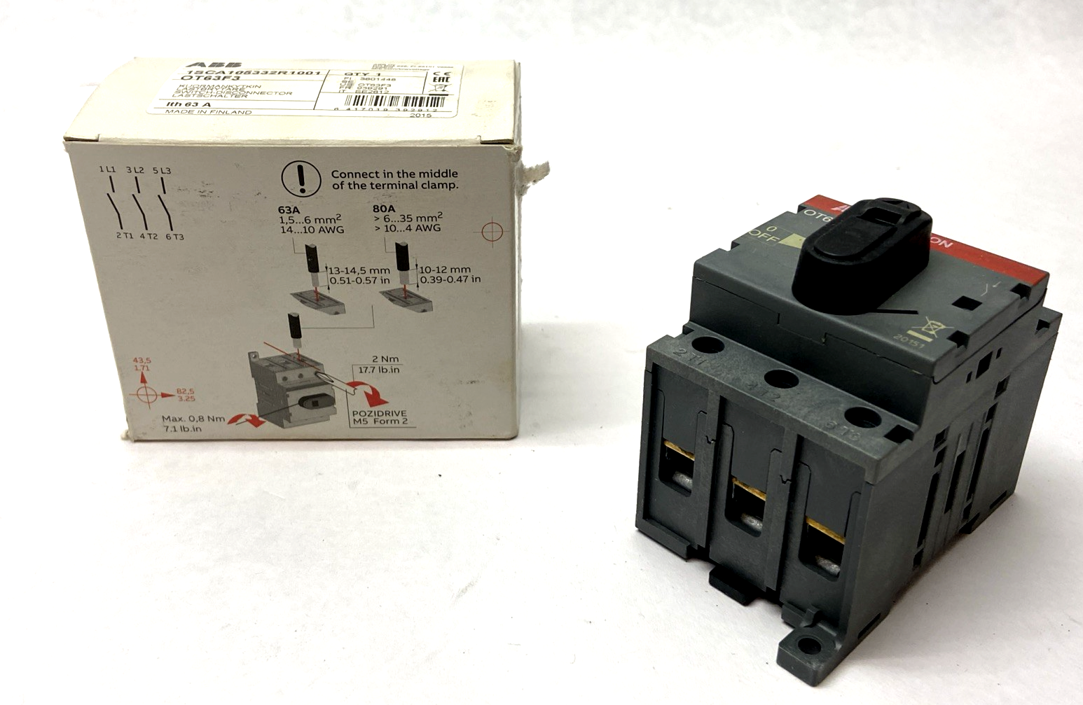 ABB OT63F3 Non-Fused Disconnect Switch 60A 3 Poles 600VAC 1SCA105332R1001 - Maverick Industrial Sales