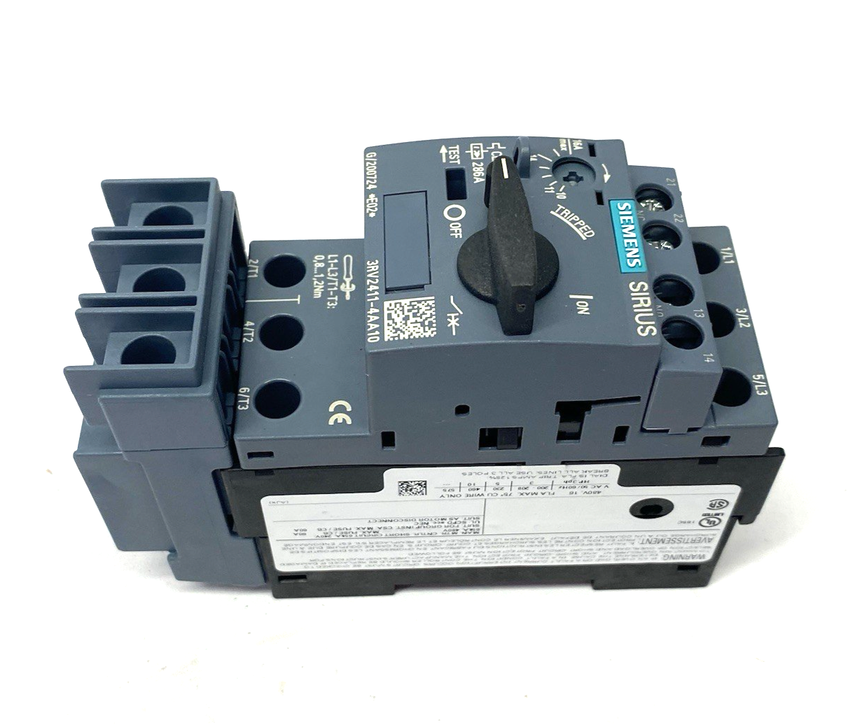 Siemens 3RV2411-4AA10 Circuit Breaker size S00 for Transformer Protection A-rele - Maverick Industrial Sales