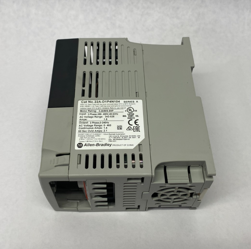 22A-D1P4N104 | Allen Bradley Ser. A PowerFlex 4 AC Drive, 0.5HP, 380-480V, 0.4kW - Used - Maverick Industrial Sales