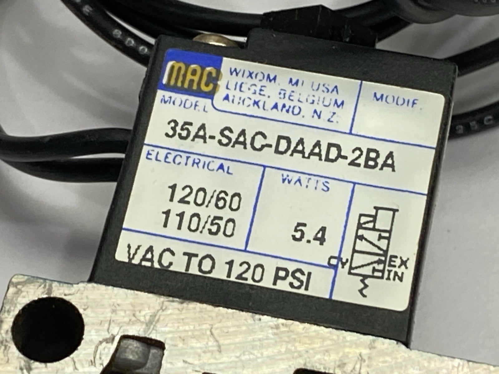 Mac Valves 35A-SAC-DAAD-2BA 35 Series Solenoid Valve 120PSI 110/120V 5.4W - Maverick Industrial Sales