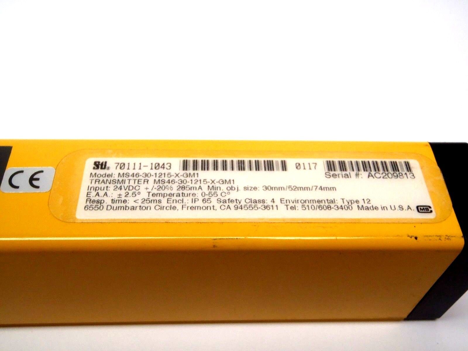 STI MS46-30-1215-X-GM1 Transmitter Mini Safe 4600 Series Light Screen 70111-1043 - Maverick Industrial Sales