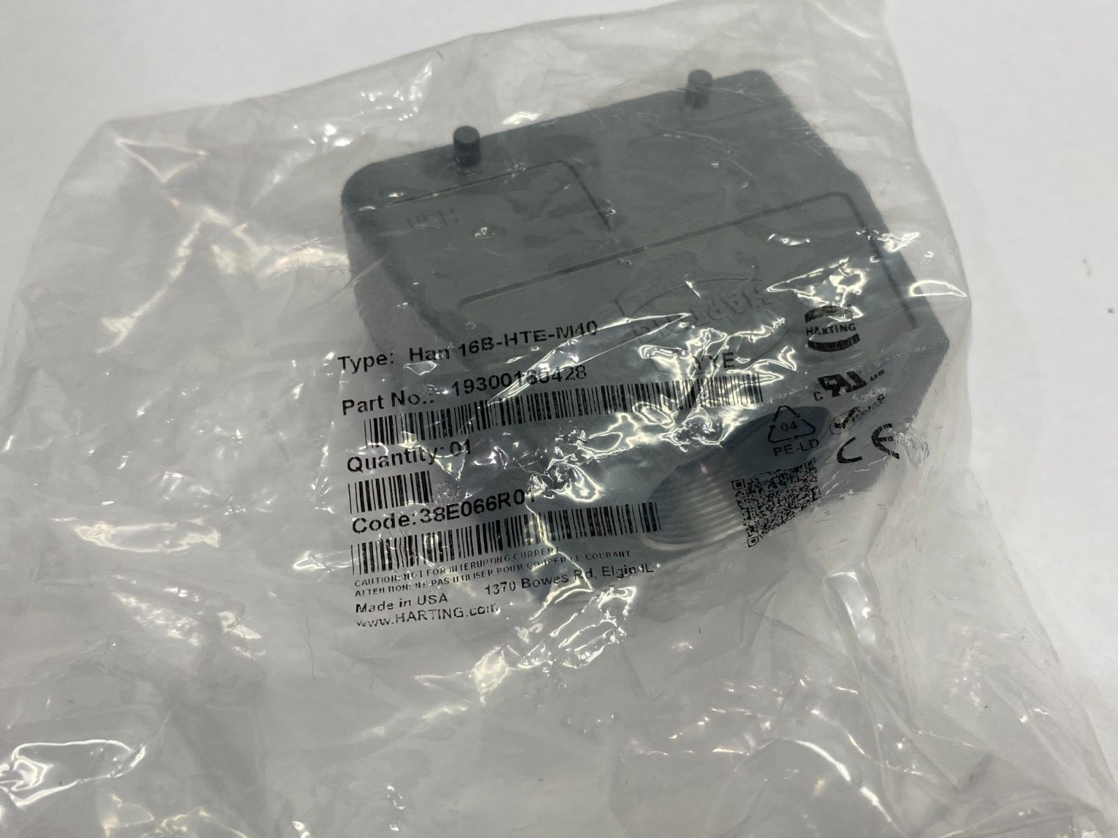 Harting 19300160428 Insert Housing, Han B Hood Top Entry HC M40 - Maverick Industrial Sales