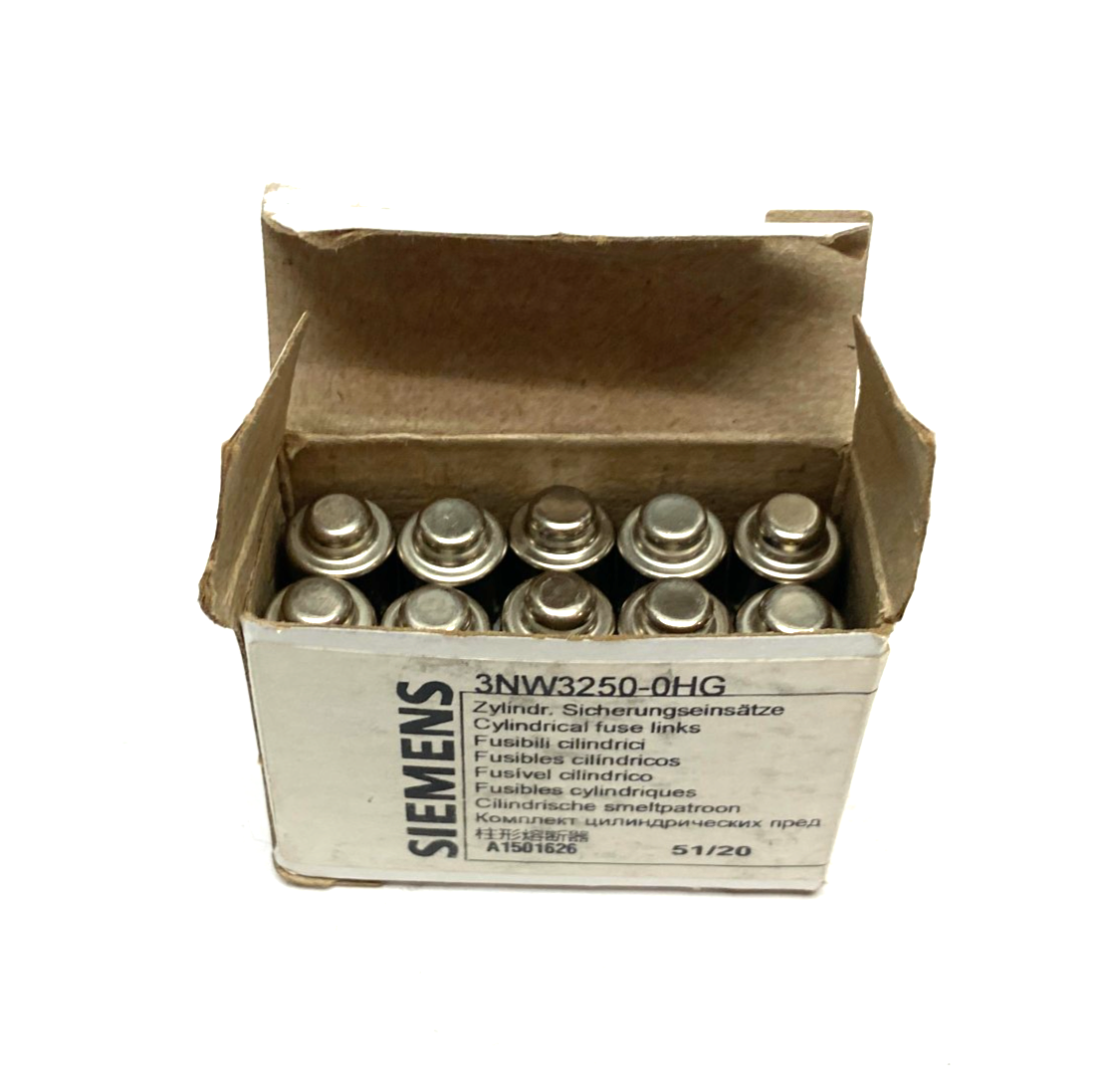 Siemens 3NW3250-0HG SENTRON Cylindrical Fuse, Slow-Blow, 25A, BOX OF 10 - Maverick Industrial Sales
