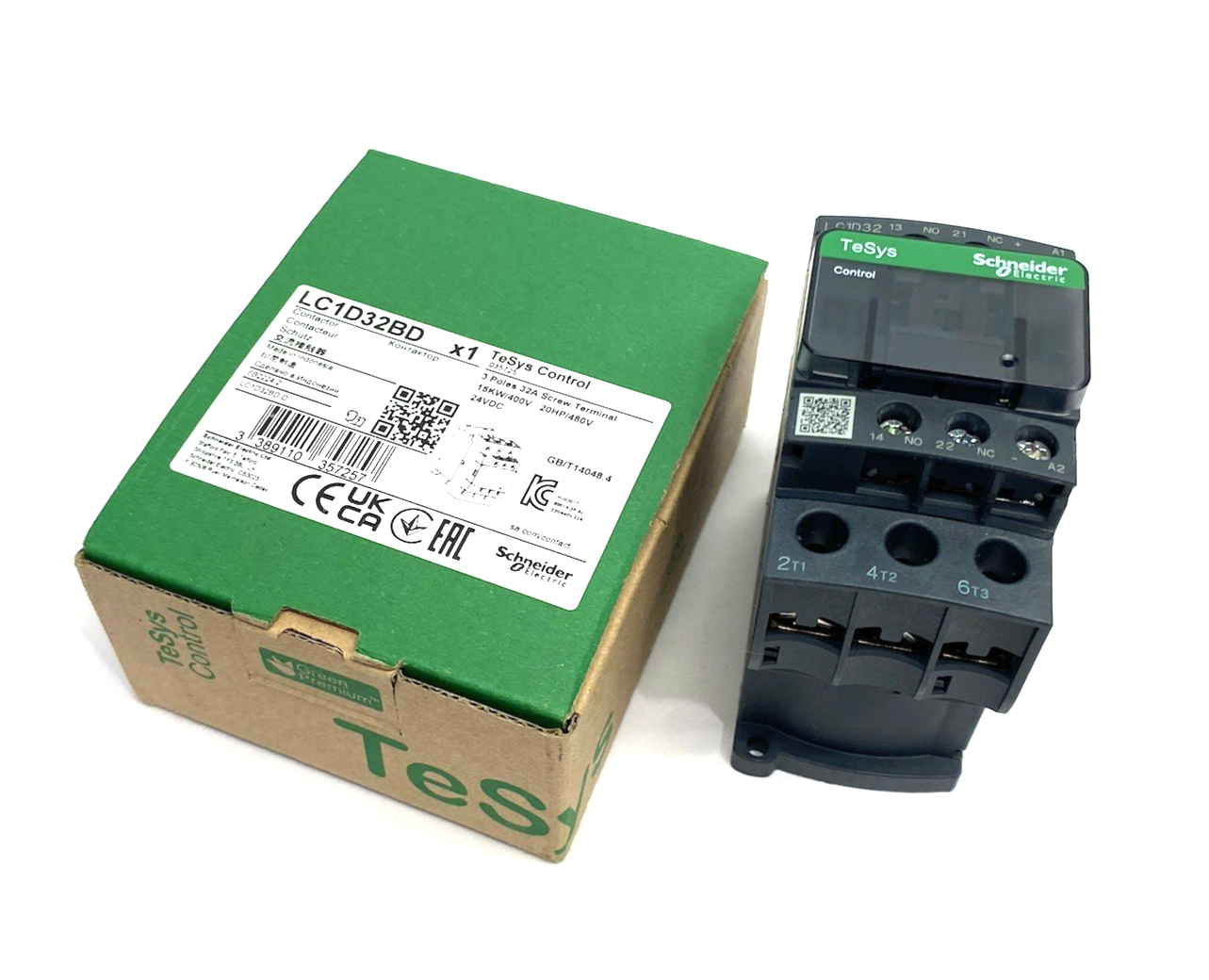 Schneider Electric LC1D32BD IEC Contactor, TeSys Deca, Non-Reversing, 32A - Maverick Industrial Sales
