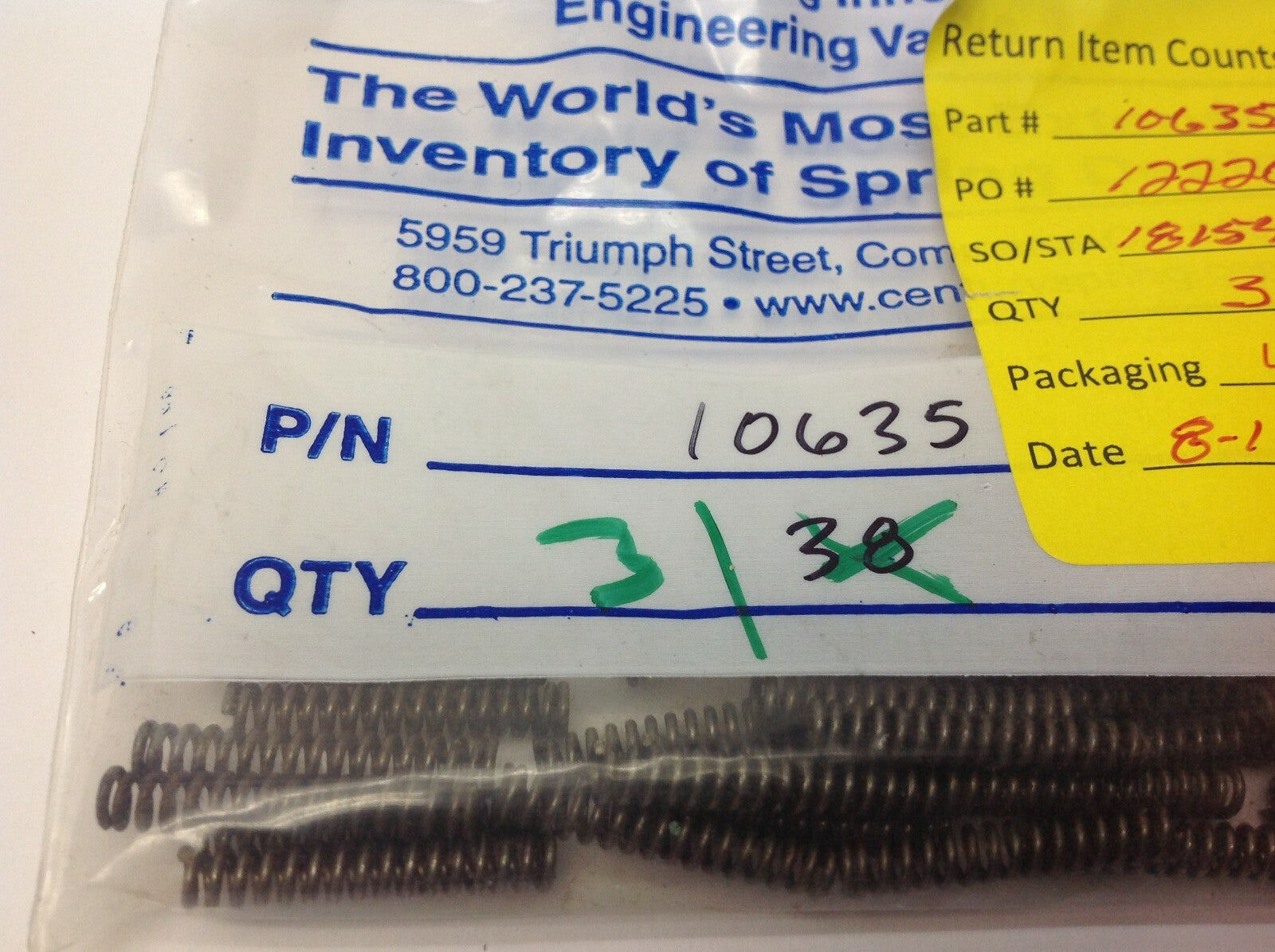 Century Spring 10635 Compression Spring Lot of 31 - Maverick Industrial Sales