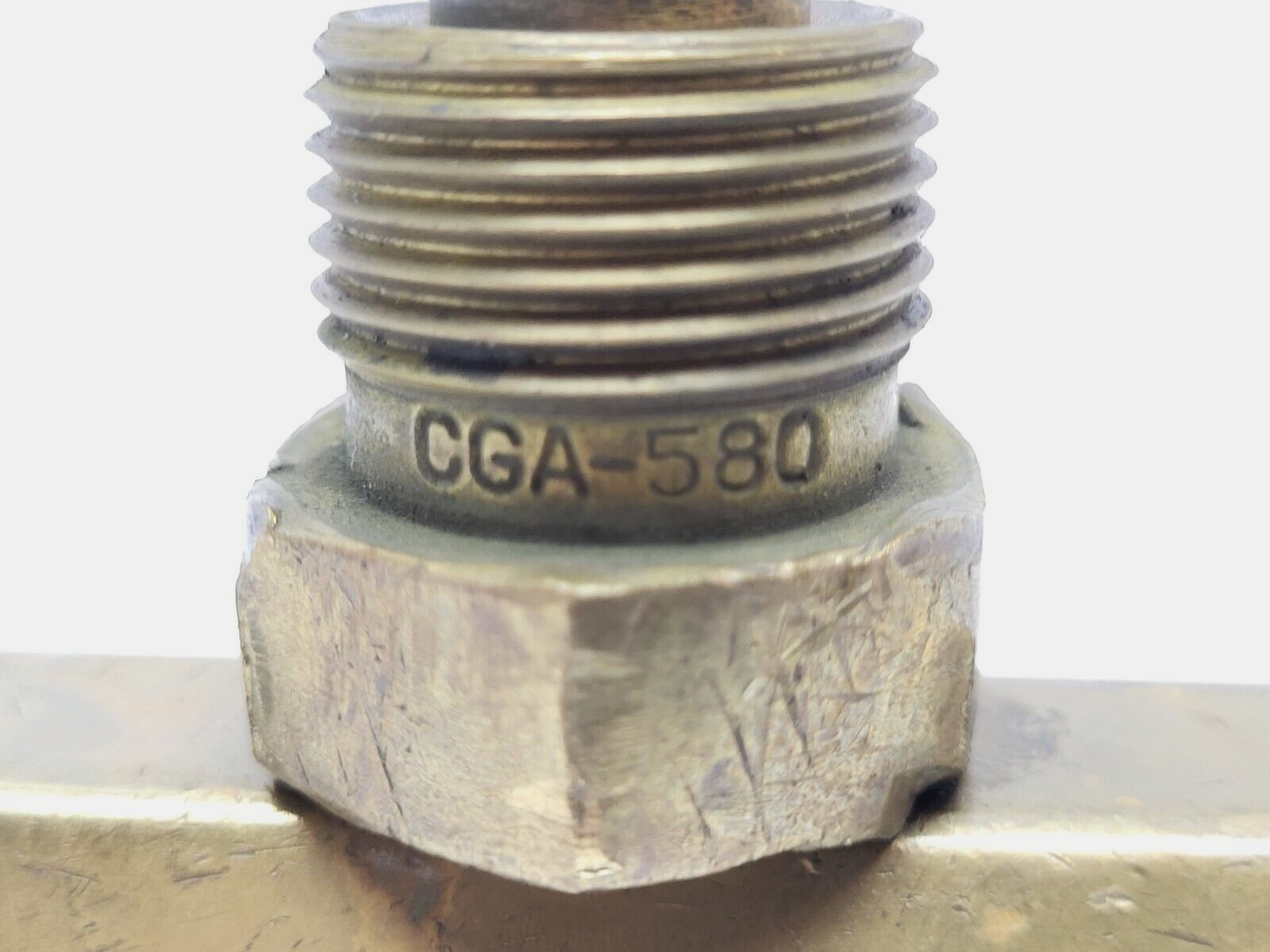 Unbranded CGA-580 Brass Cylinder Adapter w/ Valve DAMAGED - Maverick Industrial Sales