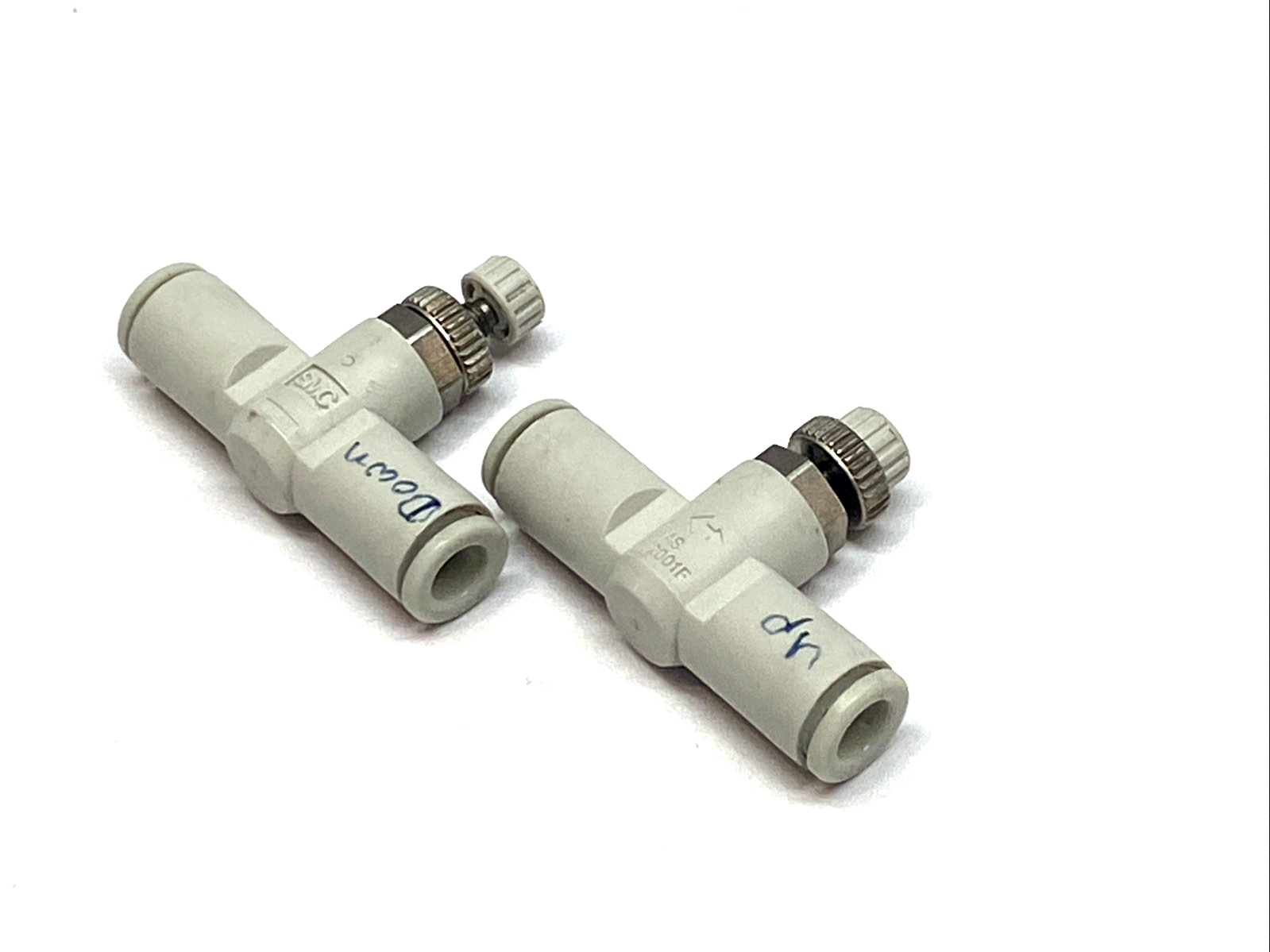 AS2001F | SMC Inline Pneumatic Speed Controller One‑Touch Flow Valve LOT OF 2 - Used - Maverick Industrial Sales