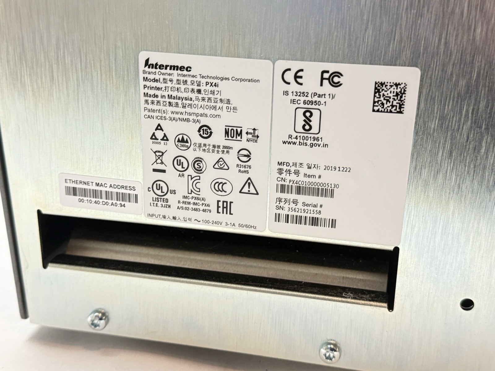 Intermec PX4i EasyCoder Barcode Label Printer PX4C010000005130 MISSING COVER - Maverick Industrial Sales