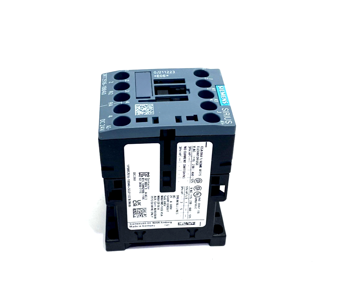 Siemens 3RT2516-1BB40 Contactor AC-3, 9A, 4kW/400V, 4P, 24VDC - Maverick Industrial Sales