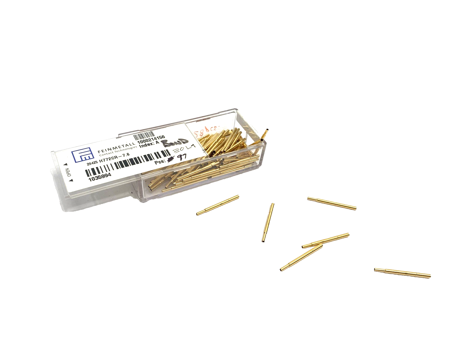 Feinmetall 1035994 Contact Probe 28mm L x 2mm OD 2.08mm Collar H772CR-7.6 97-PK - Maverick Industrial Sales