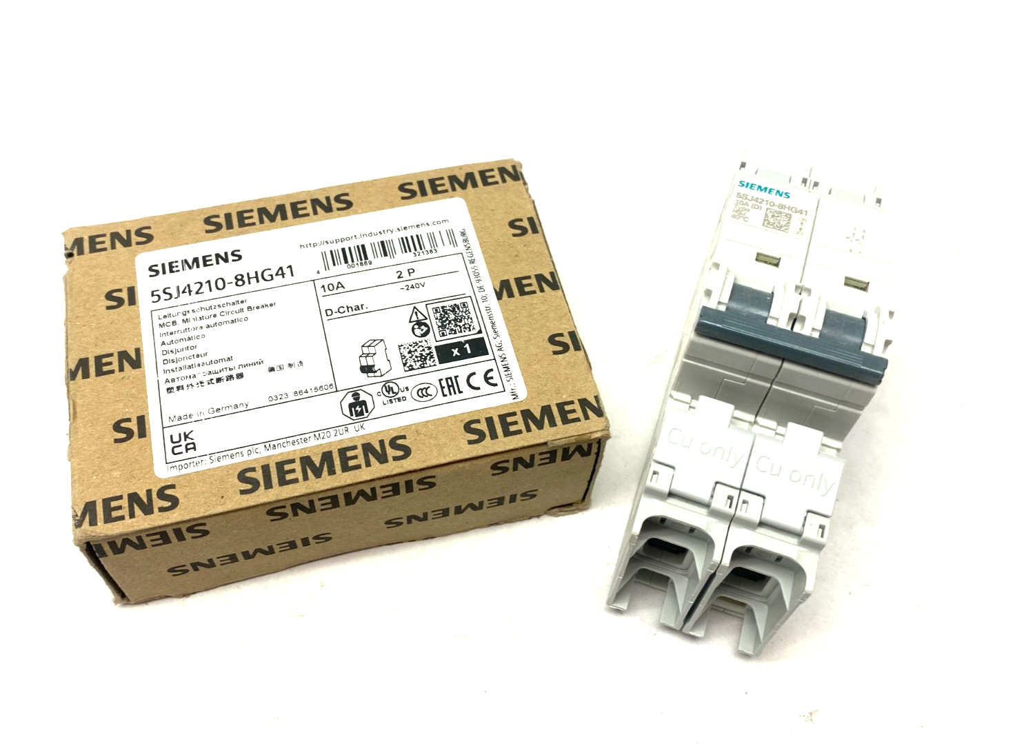 Siemens 5SJ4210-8HG41 Miniature Circuit Breaker 2-Pole 10A D-Char. - Maverick Industrial Sales