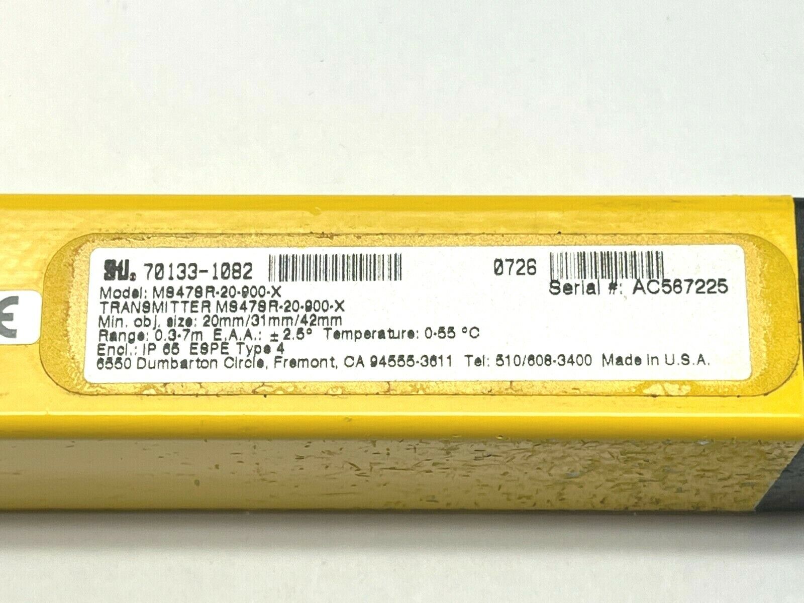 Omron STI MS47SR-20-900-X Safety Light Curtain Mini Safe 4700 Transmitter - Maverick Industrial Sales