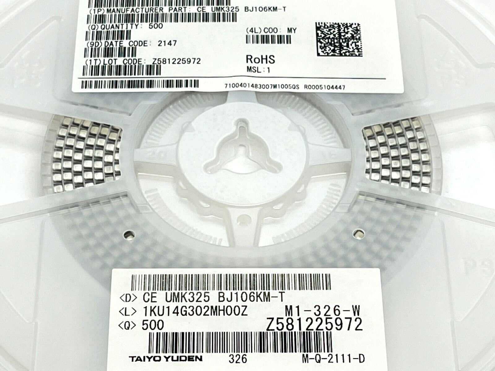 Taiyo Yuden UMK325BJ106KM-T Multilayer Ceramic Capacitors 50VDC 10uF 500QTY REEL - Maverick Industrial Sales