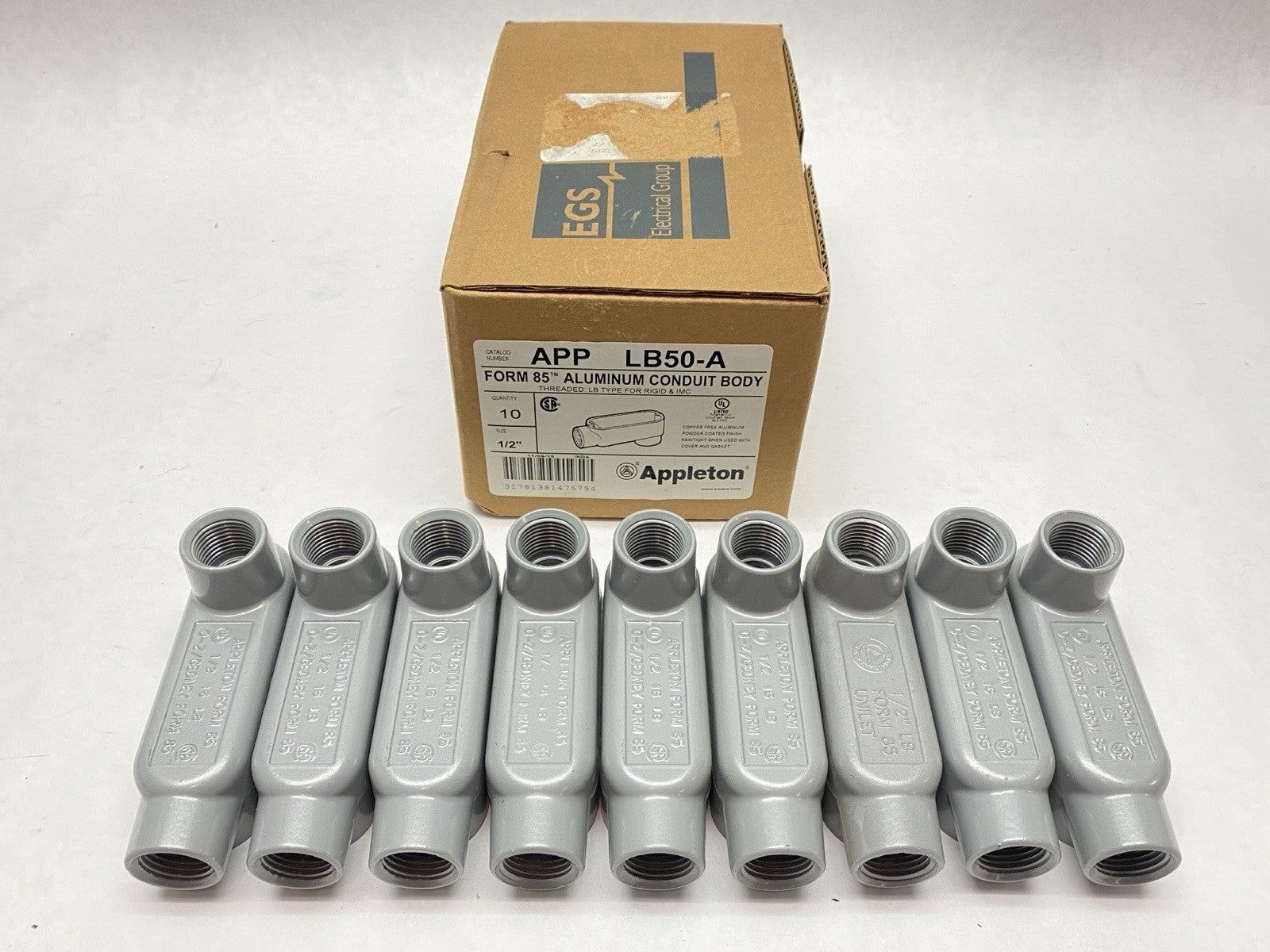 Appleton LB50-A Aluminum LB-Type Conduit Body 1/2" LOT OF 9 - Maverick Industrial Sales