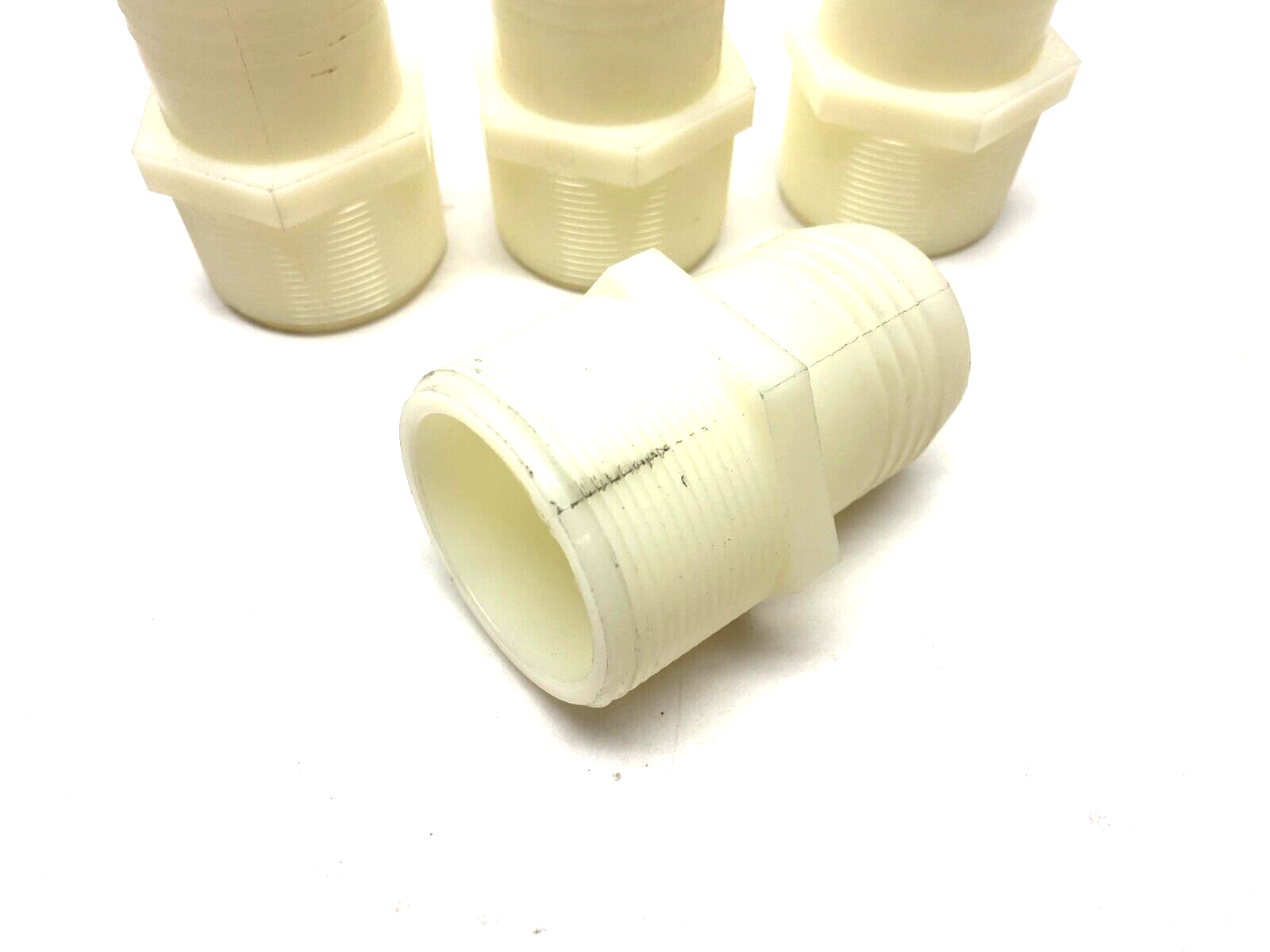 2" x 2" Male NPT Thread Barbed Hose Fitting Cream Color PVC LOT OF 4 - Maverick Industrial Sales