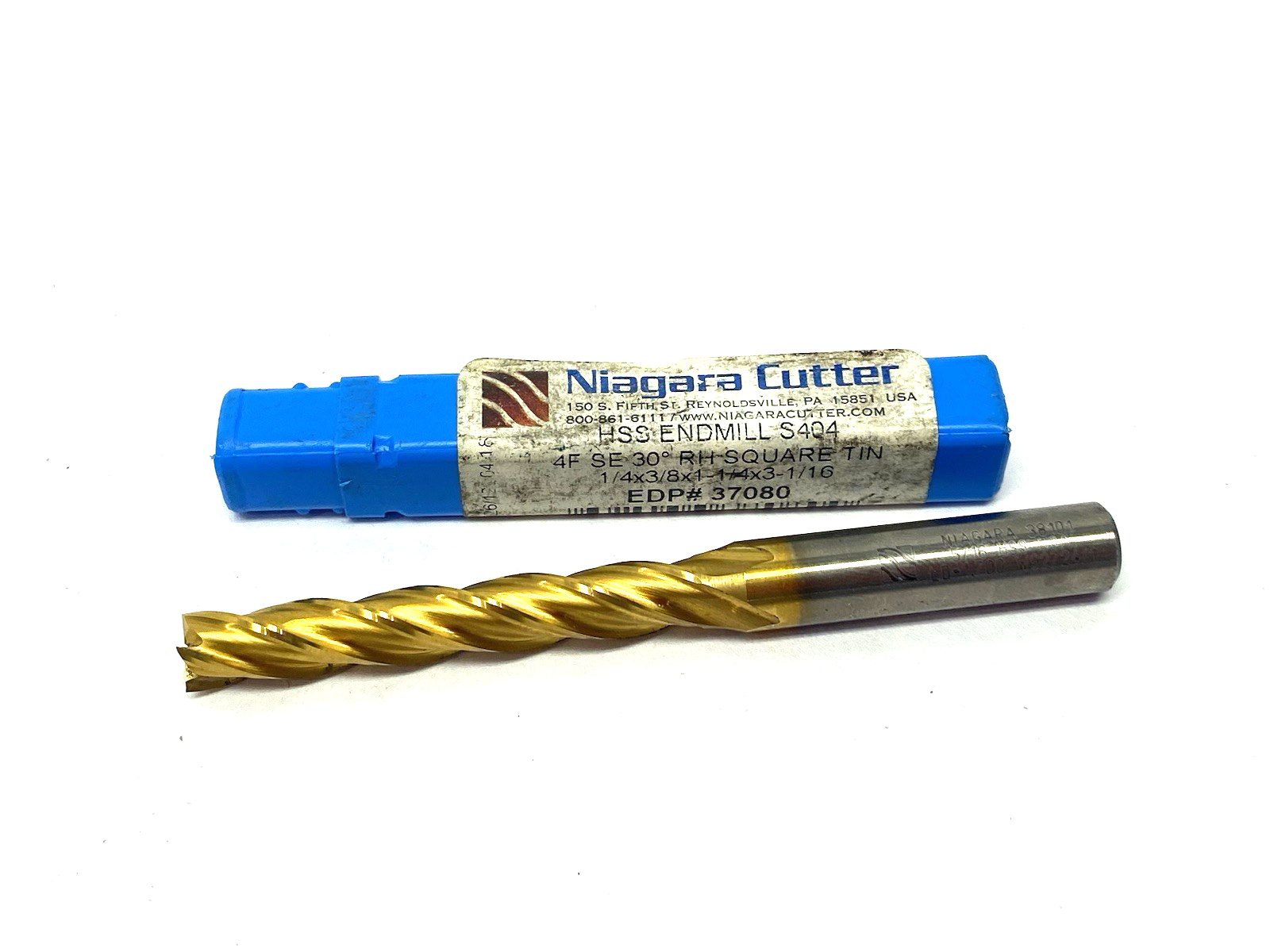 37080 | Niagara Cutter Square End Mill 4-Flute SE 30° 1/4 x 3/8 x 1-1/4 x 3-1/16 - New – Open box - Maverick Industrial Sales