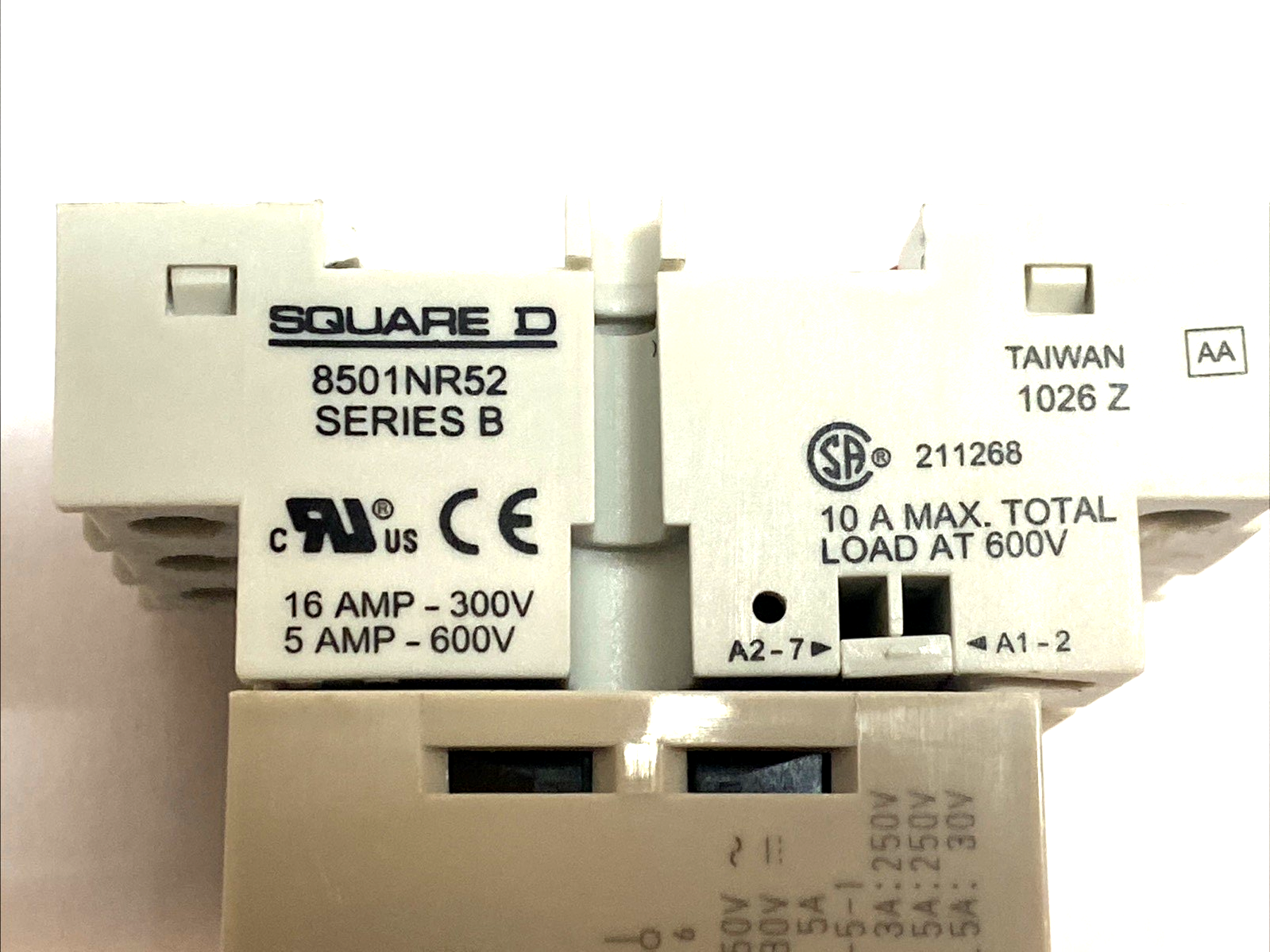 H3CR | Omron Timer w/ Square D 8501NR52 8‑pin Relay Socket DIN Rail Mount - Used - Maverick Industrial Sales