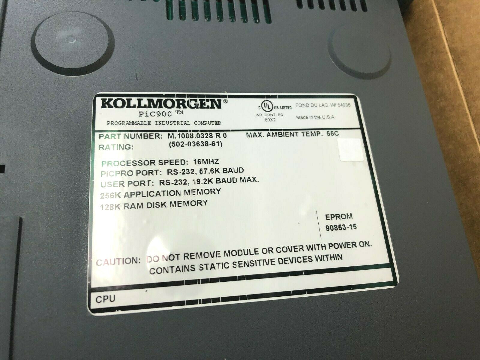 M.1008.0328 R 0 | Kollmorgen , PiC900 Turbo CPU Processor Module, 502-03638-61 - New – Open box - Maverick Industrial Sales