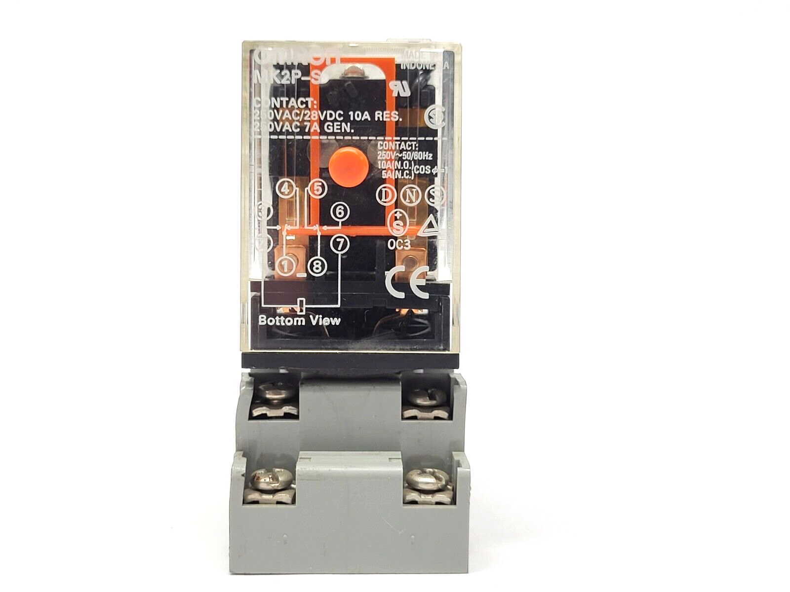 Omron MK2P-S General Purpose Relay 250VAC w/ IDEC SR2P-05 Relay Base DAMAGED - Maverick Industrial Sales