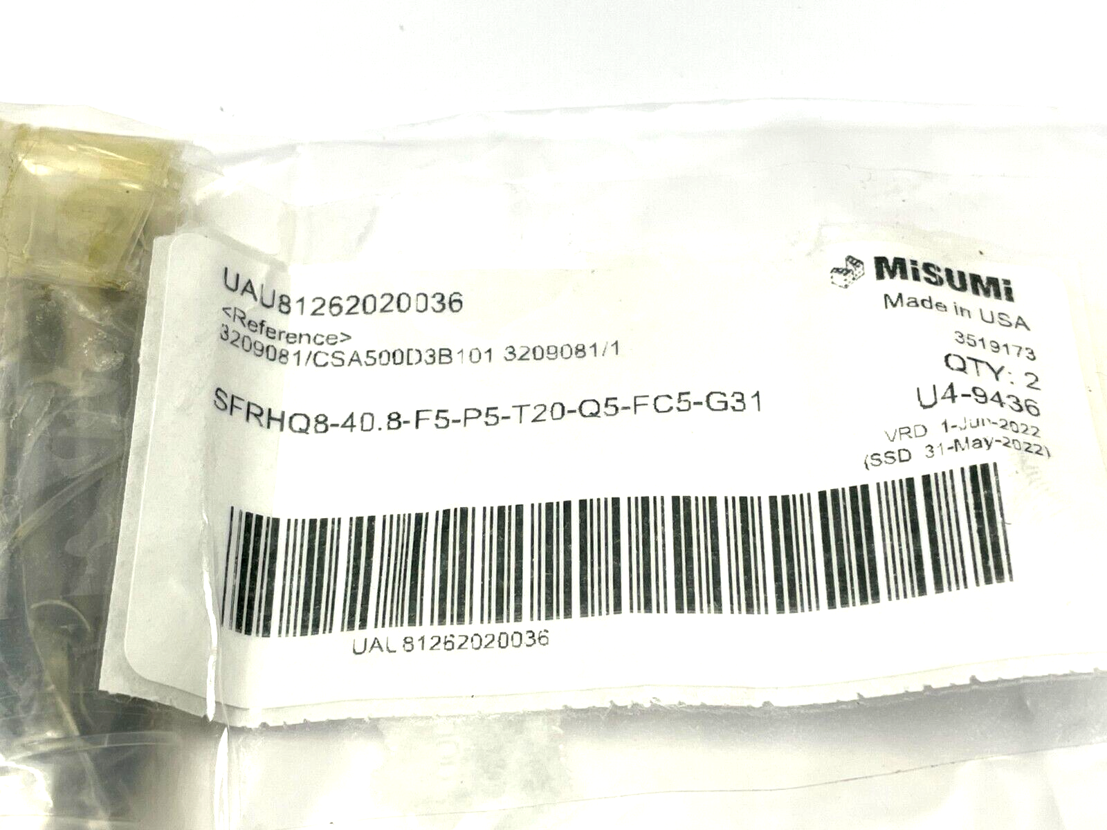 SFRHQ8-40.8-F5-P5-T20-Q5-FC5-G31 | MiSUMi Rotary Shaft LOT OF 2 - New - Maverick Industrial Sales