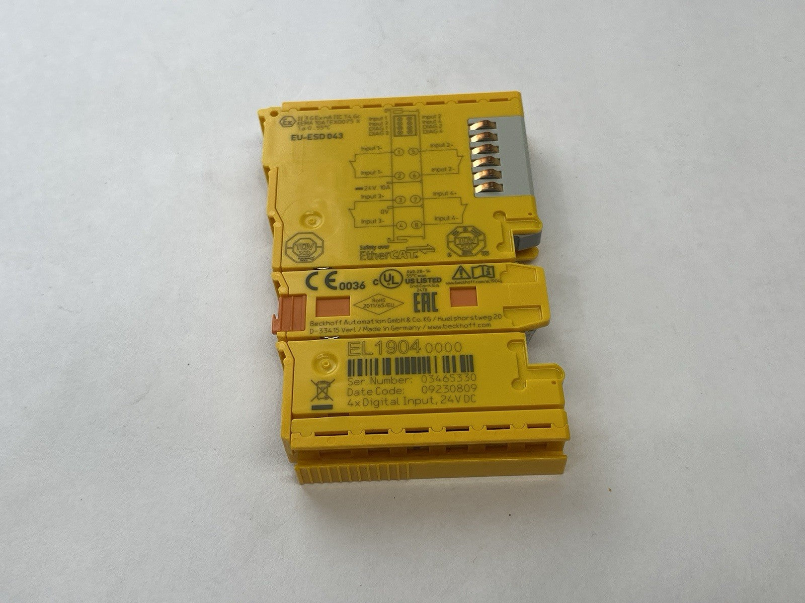 EL1904 | Beckhoff TwinSAFE EtherCAT 4-Channel Digital Input Terminal, 24VDC - Used - Maverick Industrial Sales
