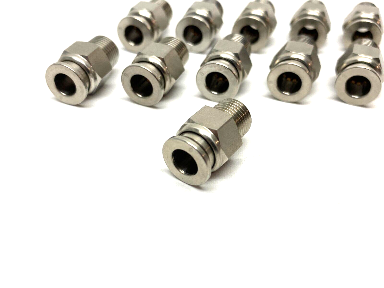 Stainless Steel Straight Snap-Connect Tube Fitting 6mm OD 1/8" Thread LOT OF 11 - Maverick Industrial Sales