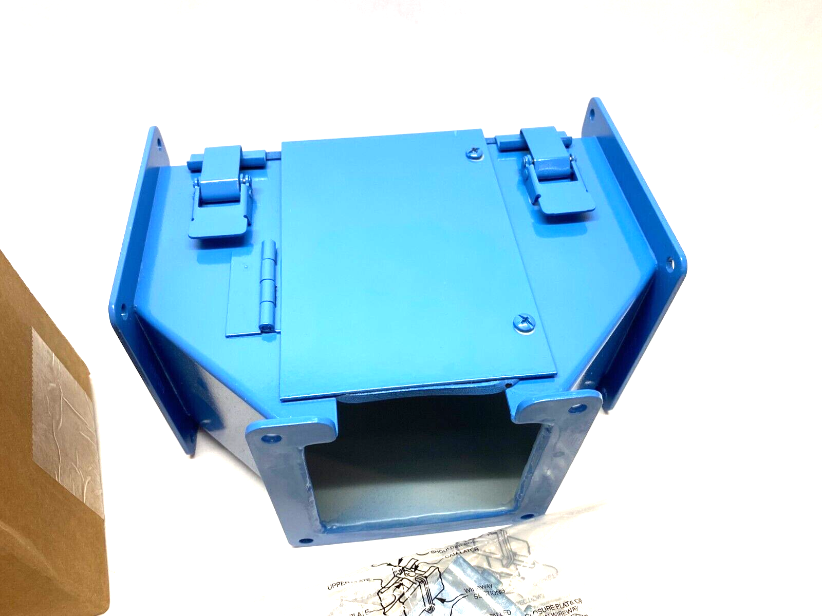 Hoffman F44LTC nVent Lay-In Tee Fitting, Top Out Open Hinged Cover PAINTED BLUE - Maverick Industrial Sales
