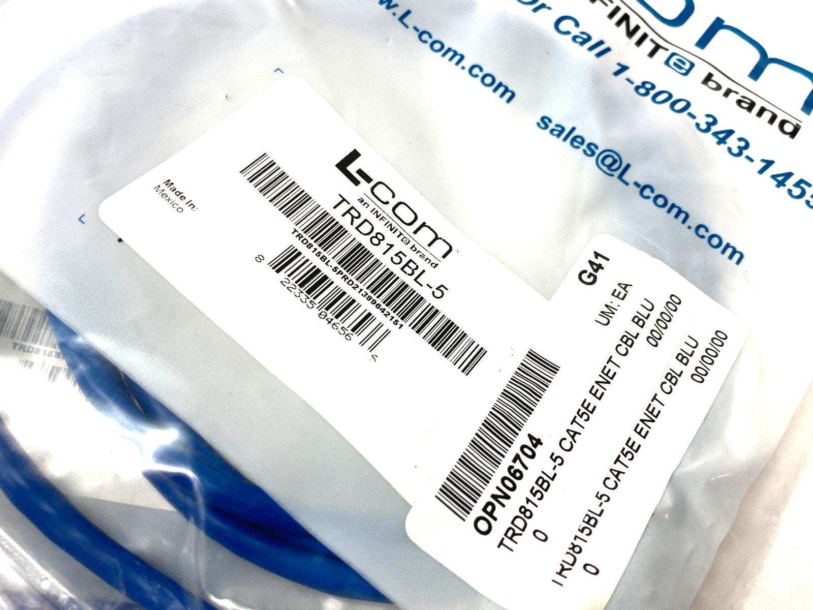 TRD815BL-5 | L-Com Ethernet Patch Cord Cat5e Blue LOT OF 13 - New - Maverick Industrial Sales