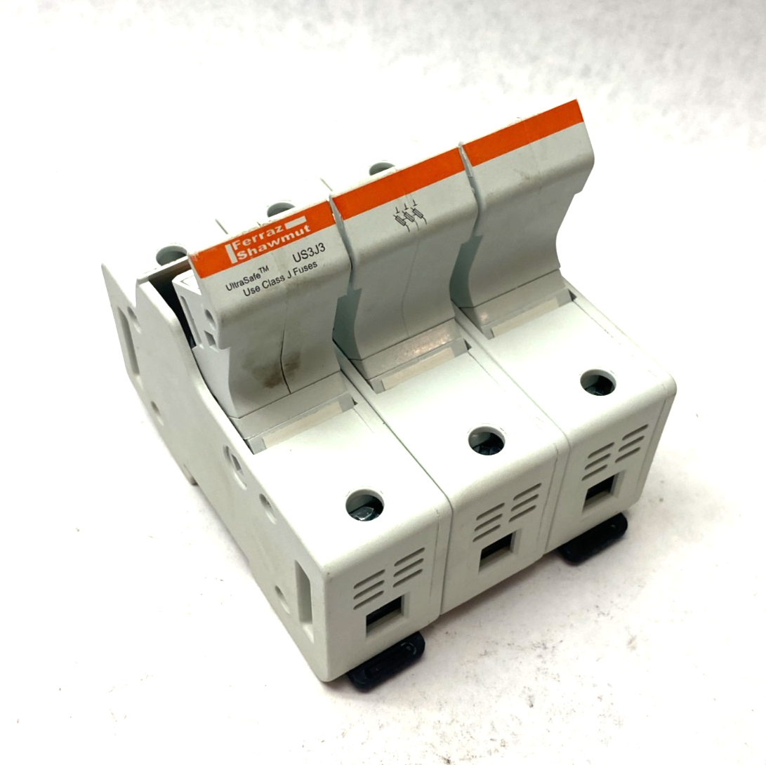 Mersen US3J3 Fuse Holder 3-Pole w/ Bussmann LPJ-30SP Low-Peak Fuses - Used - Maverick Industrial Sales