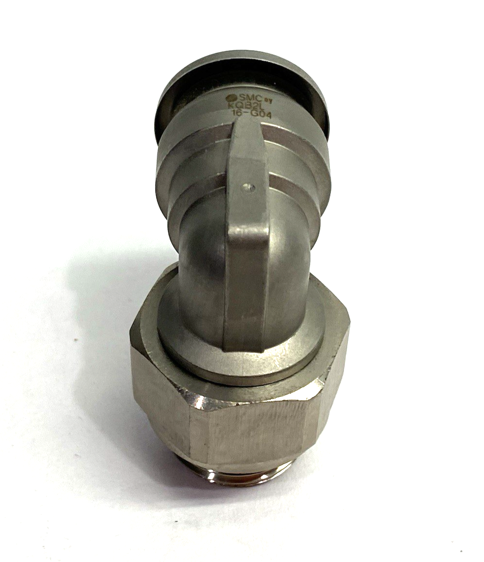 KQB2L16-G04 | SMC Metal Male Elbow Fitting, Swivel, One-Touch, 16mm OD Tube - New – Open box - Maverick Industrial Sales