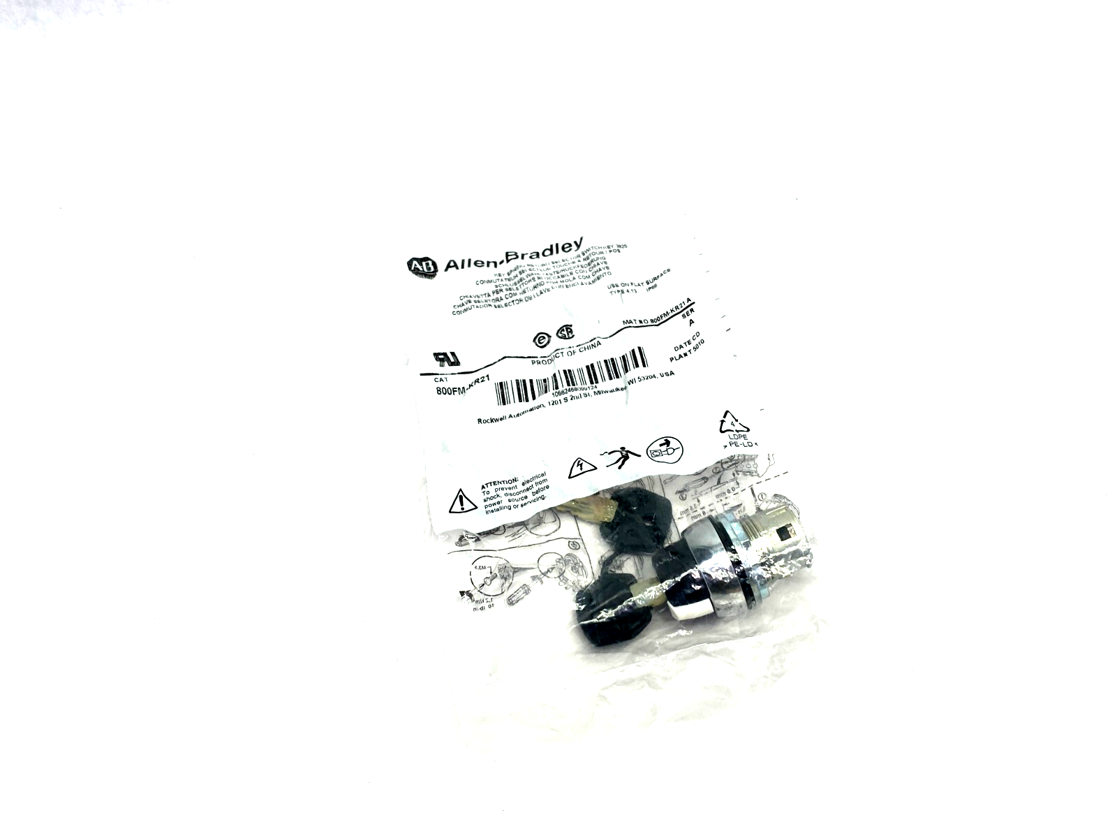 Allen Bradley 800FM-KR21 Ser. A Key Selector Switch Spring Return 22mm 2-Pos - Maverick Industrial Sales