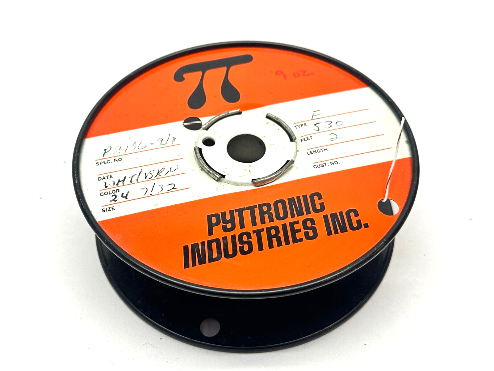 Pyttronic Industries P2106-9/1 Hook-Up Wire Type E 24 AWG White/Brown 9oz Spool - Maverick Industrial Sales