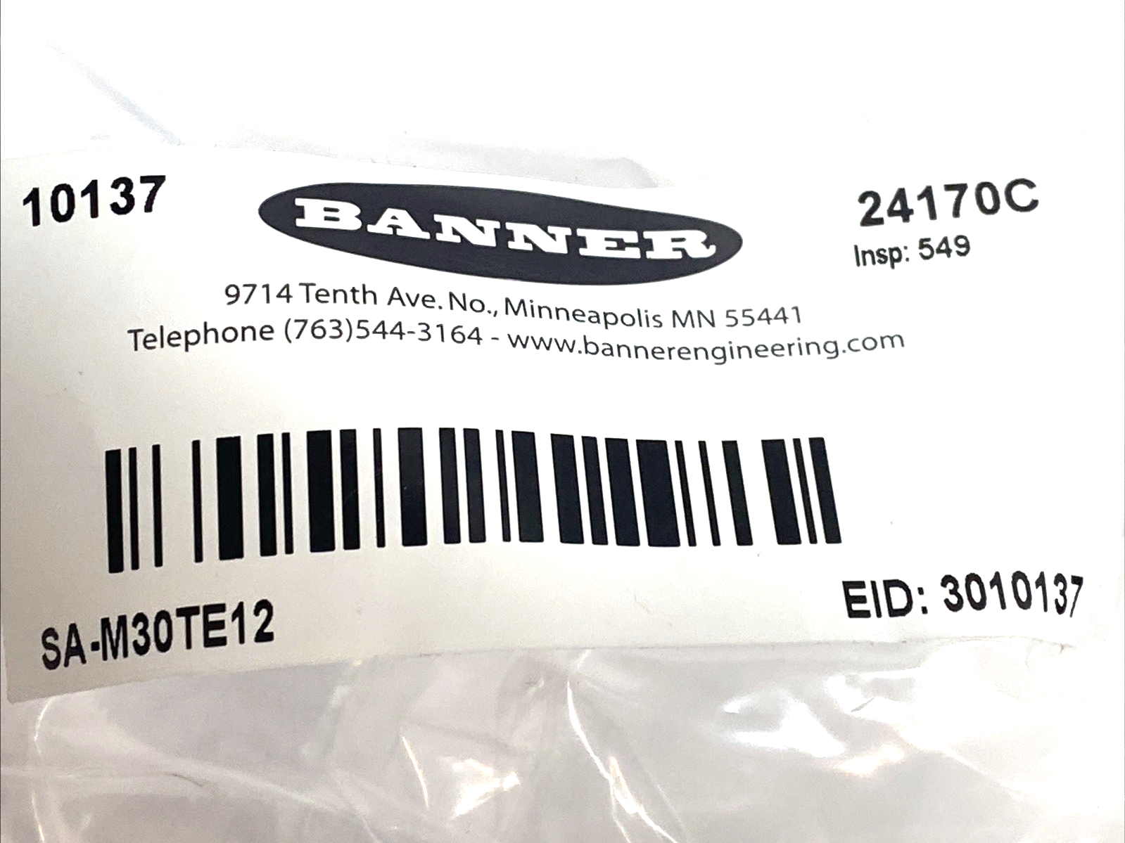SA-M30TE12 TL50 | Banner Stand-Off Pipe Cover 1/2" Black Acetal 10137 - New – Open box - Maverick Industrial Sales