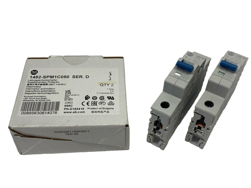 Allen Bradley 1492-SPM1C050 Ser D MCB Supplementary Protector 1-Pole 5A LOT OF 2 - Maverick Industrial Sales