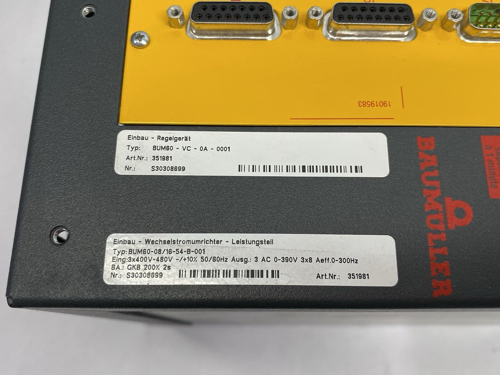 BUM60-08/16-54-B-001 | Baumüller Servo Drive 3-Phase BUM60-VC-0A-0001 - Used - Maverick Industrial Sales
