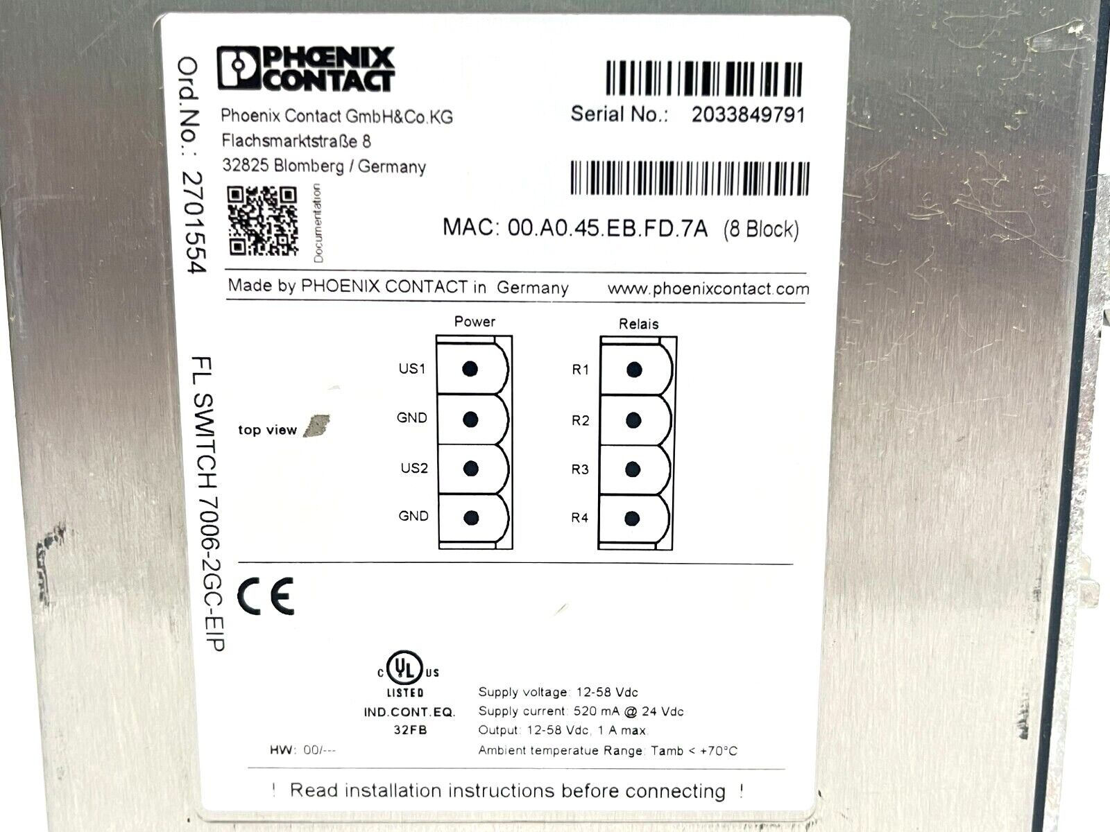 Phoenix Contact FL SWITCH 7006-2GC-EIP Industrial Ethernet Switch 2701554 - Maverick Industrial Sales