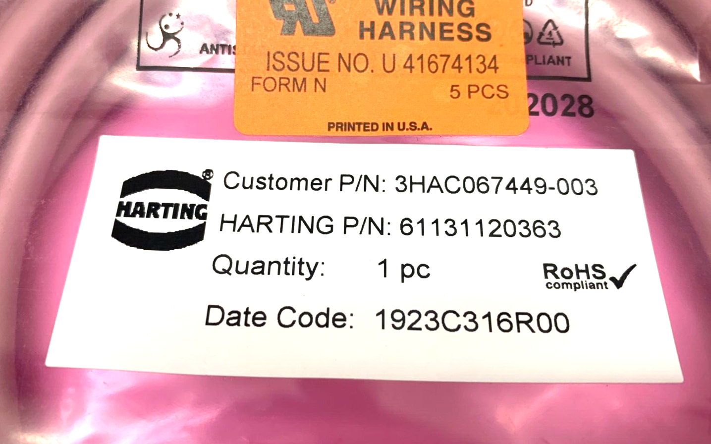 3HAC067449-003 | ABB Ethernet Floor Cable 15m Harting 61131120363 - New – Open box - Maverick Industrial Sales