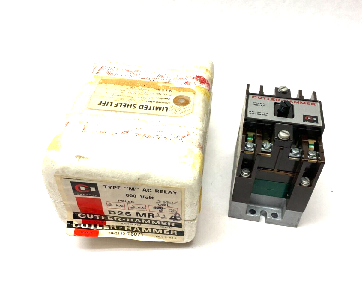Cutler-Hammer D26MR22B Type M AC Relay 600V 2 N.O. 2 N.C. Poles 240V Coil - Maverick Industrial Sales
