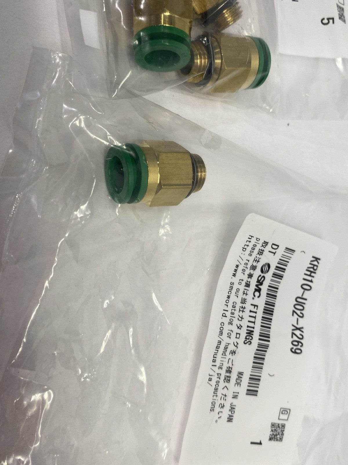 KRH10-U02-X269 | SMC Flame Resistant One Touch Fitting 1/4" Brass LOT OF 6 - New - Maverick Industrial Sales