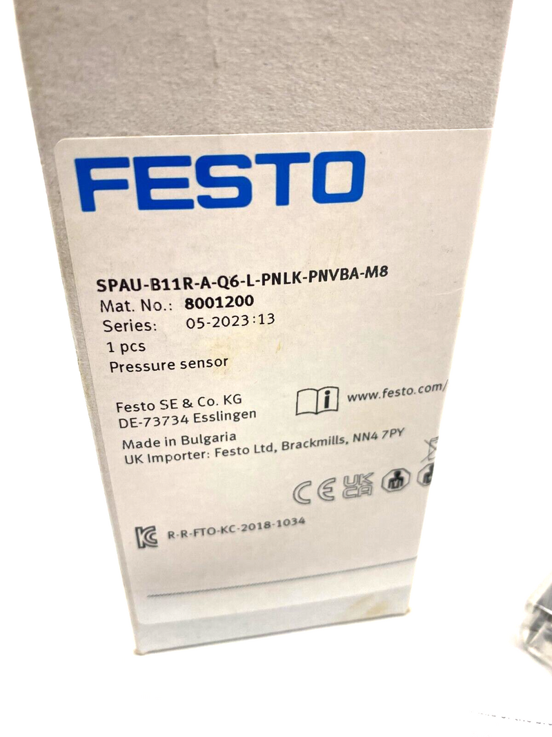 Festo SPAU-B11R-A-Q6-L-PNLK-PNVBA-M8 Pressure Sensor 8001200 - Maverick Industrial Sales