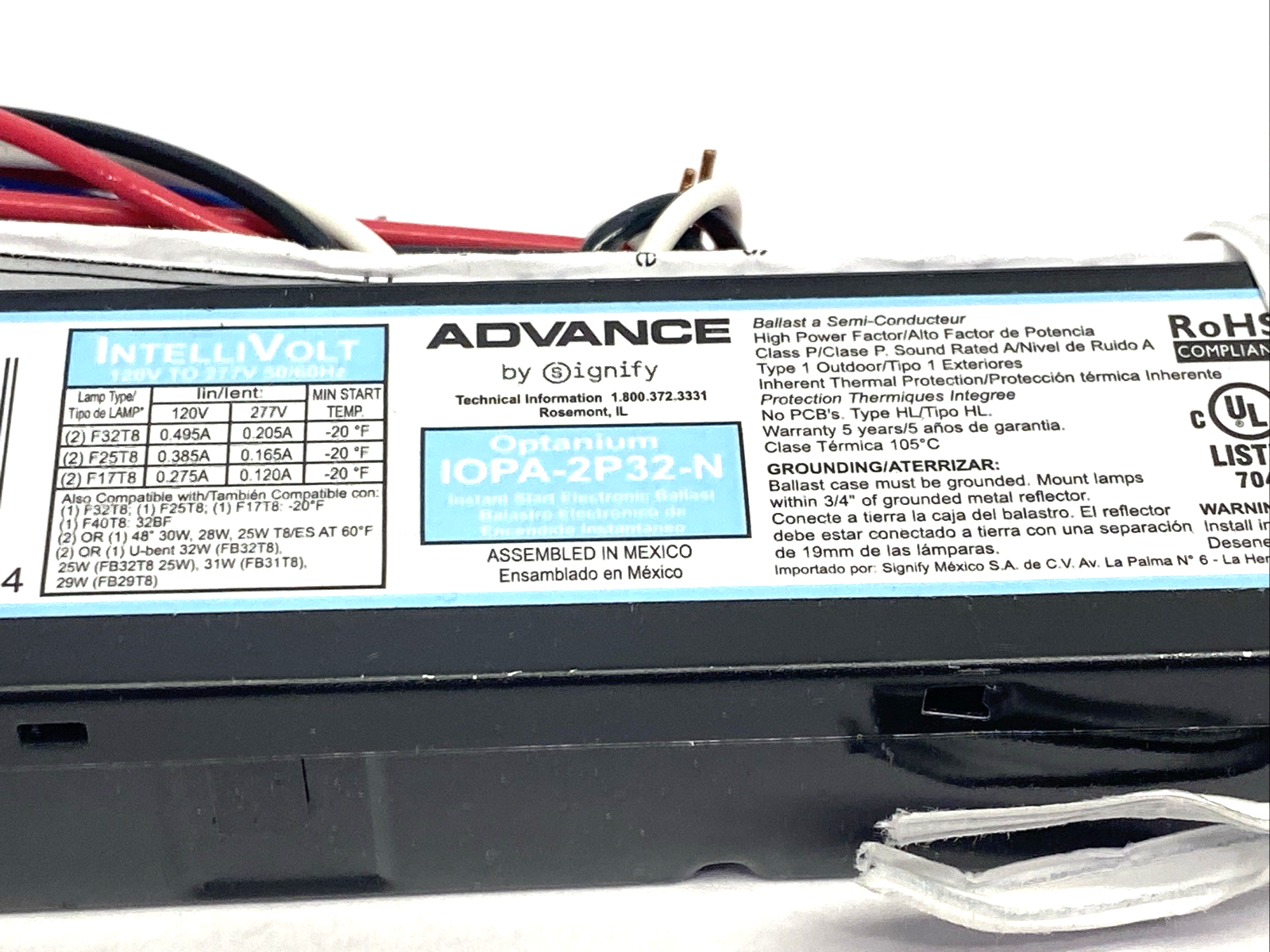 IOPA-2P32-N | Philips ADVANCE Optanium Lighting Ballast 120V-277VAC LOT OF 2 - New – Open box - Maverick Industrial Sales