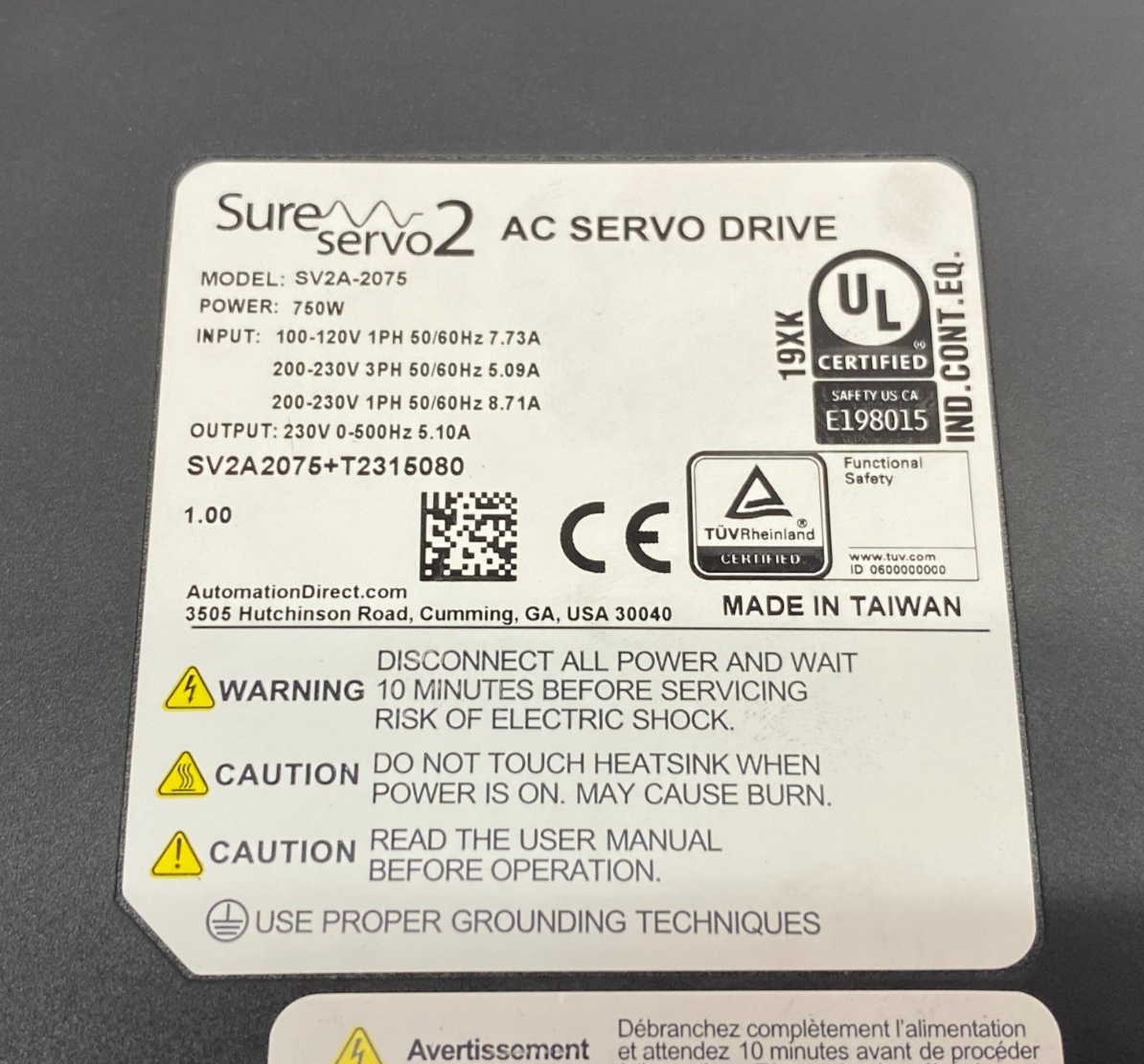 Automation Direct SV2A-2075 SureServo2 Servo Drive 1 & 3 Phase 750W - Maverick Industrial Sales