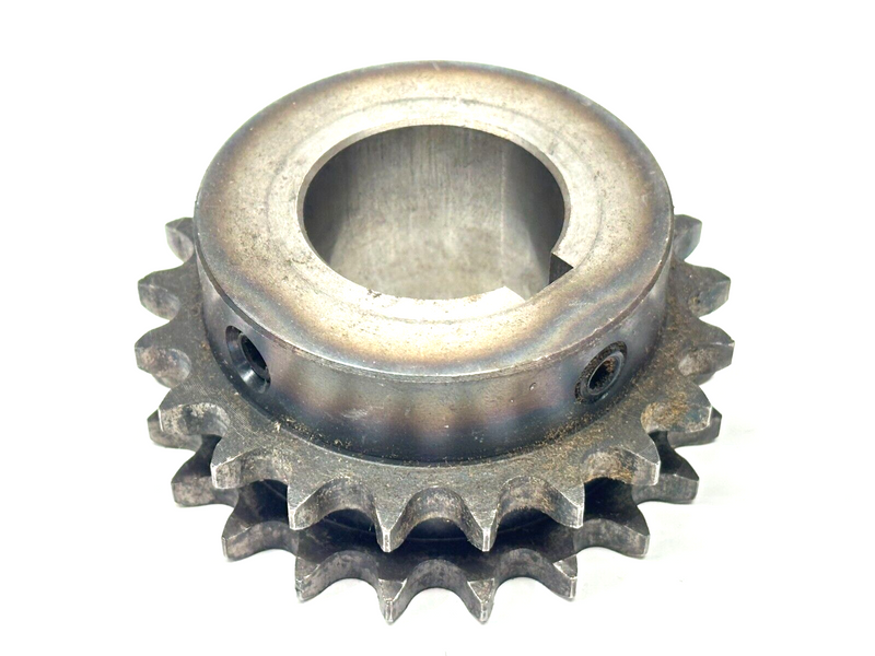 Double Roller Chain Sprocket 21 Teeth 1-1/2" Bore 3-5/8" OD 3/8" Key - Maverick Industrial Sales